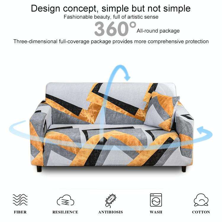 Double Seat Full Coverage Elastic Non-slip Sofa Cover(Gray Bars)
