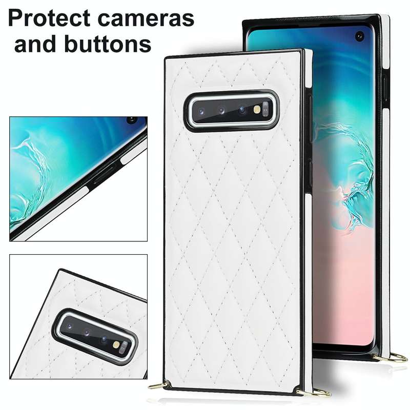 For Samsung Galaxy S10 Elegant Rhombic Pattern Microfiber Leather +TPU Shockproof Case with Cross...