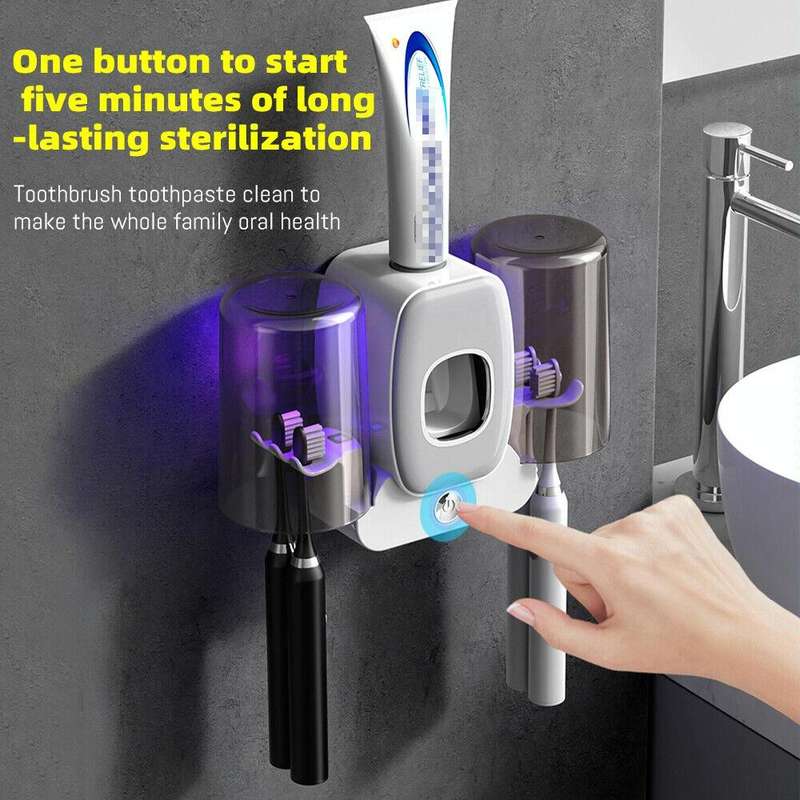 Couple Wall Mounted Toothbrush Holder Automatic Squeeze Toothpaste Device,Spec: Disinfection Type...