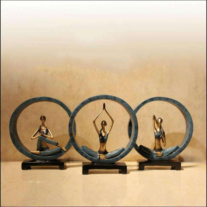 Modern Abstract Art Resin Yoga Pose Statue Yoga Studio Decorations(Worship)