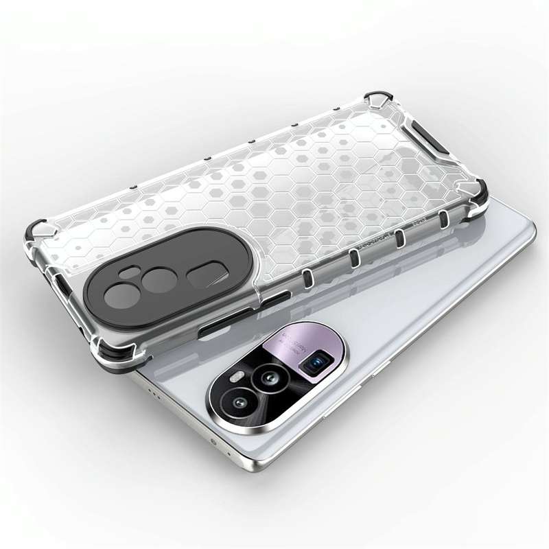 For OPPO Reno10 Pro+ Shockproof Honeycomb Phone Case(Black)