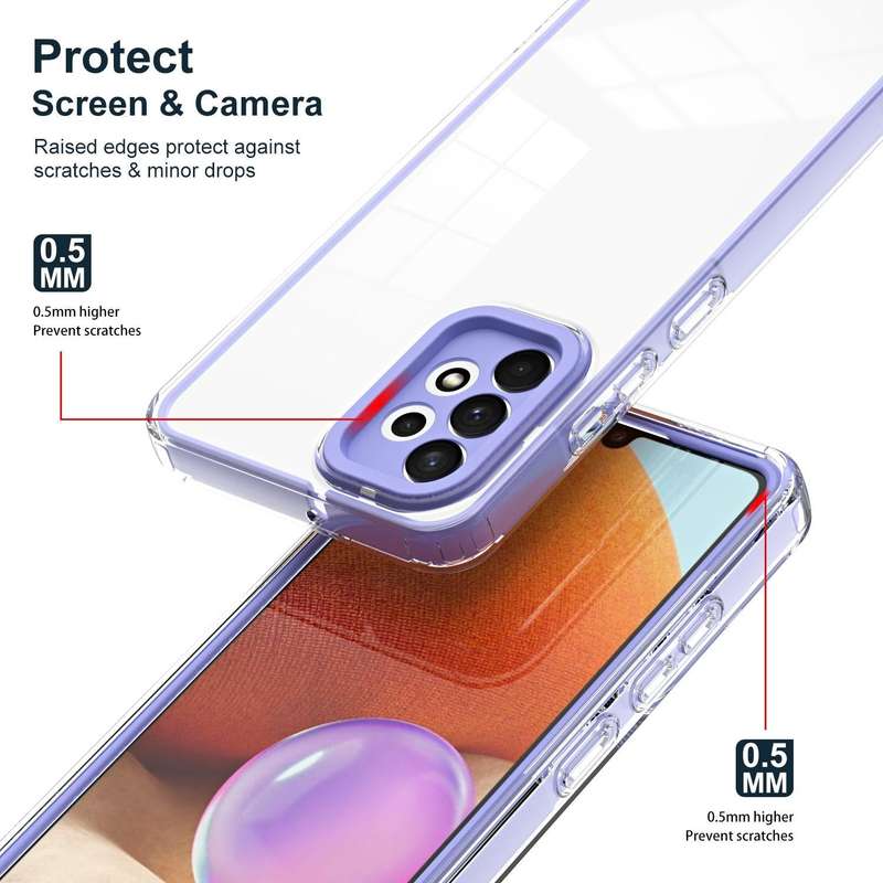 For Samsung Galaxy A53 5G 3 in 1 Clear TPU Color PC Frame Phone Case(Purple)