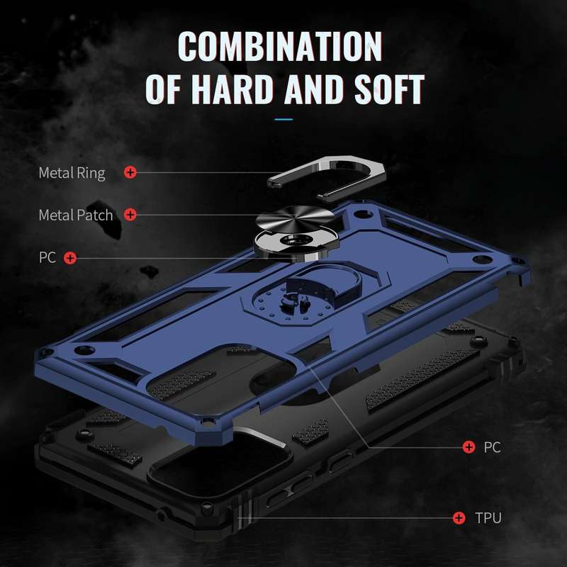 For Samsung Galaxy A73 5G Shockproof TPU + PC Phone Case with Holder(Blue)