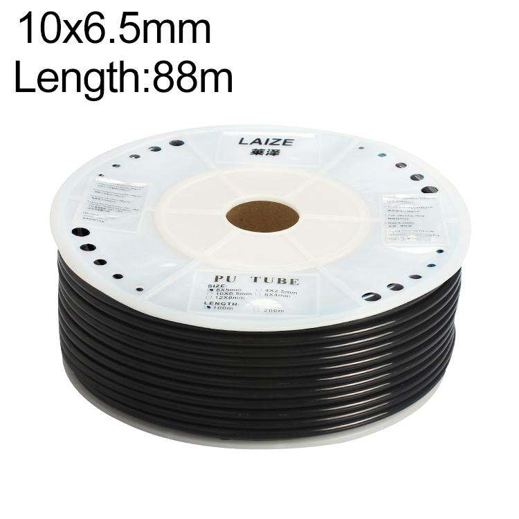 LAIZE Pneumatic Compressor Air Flexible PU Tube, Specification:10x6.5mm, 88m(Black)