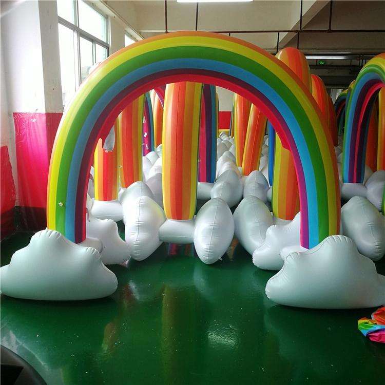 FY002 Inflatable PVC Outdoor Rainbow Arch Sprinkler Children Playing Water Toy(Colorful)