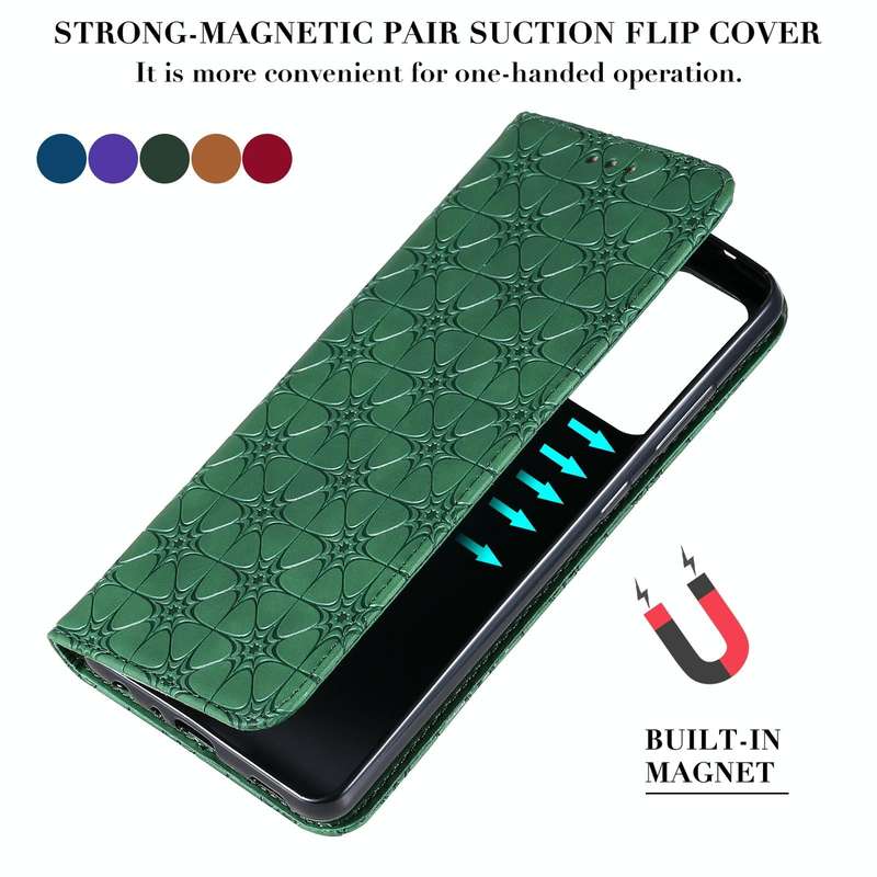 For Samsung Galaxy A72 5G / 4G Lucky Flowers Embossing Pattern Magnetic Horizontal Flip Leather C...