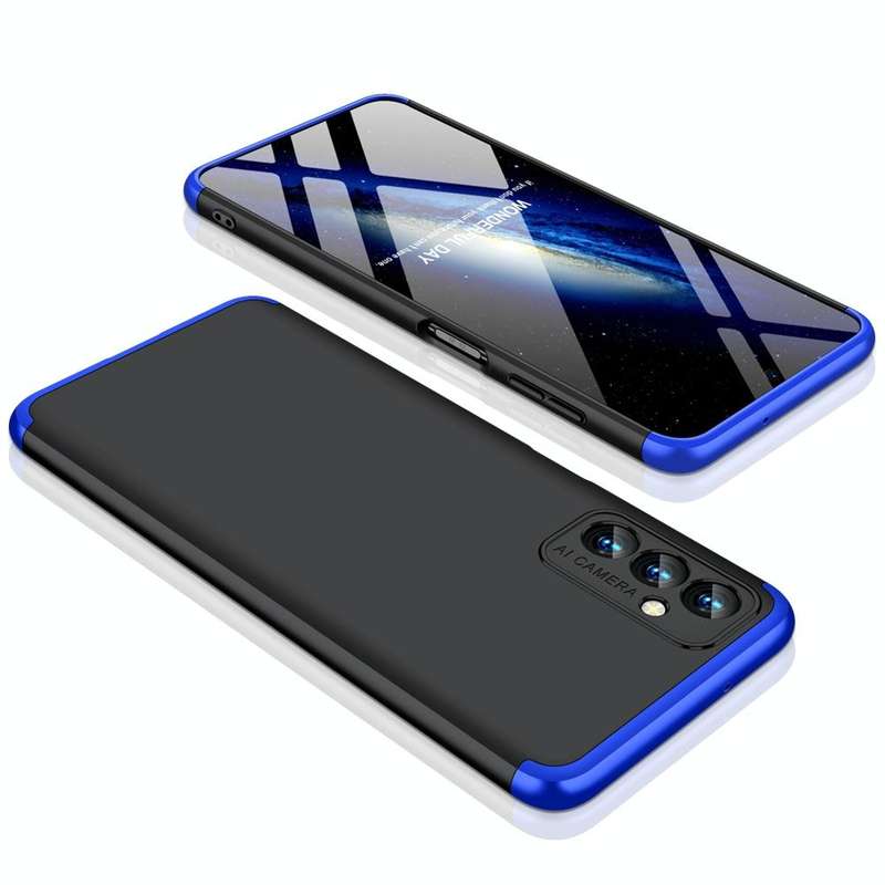 For Samsung Galaxy F13 / M13 India GKK Three Stage Splicing Full Coverage PC Phone Case(Black Blue)