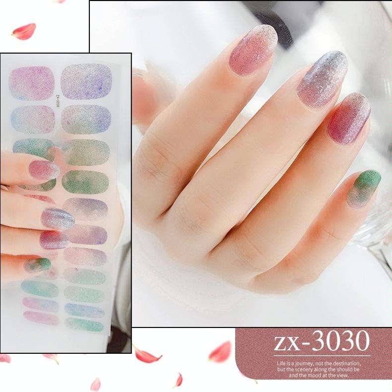 22 Fingers Shiny Onion Powder Starry Waterproof Nail Sticker(ZX-3030)