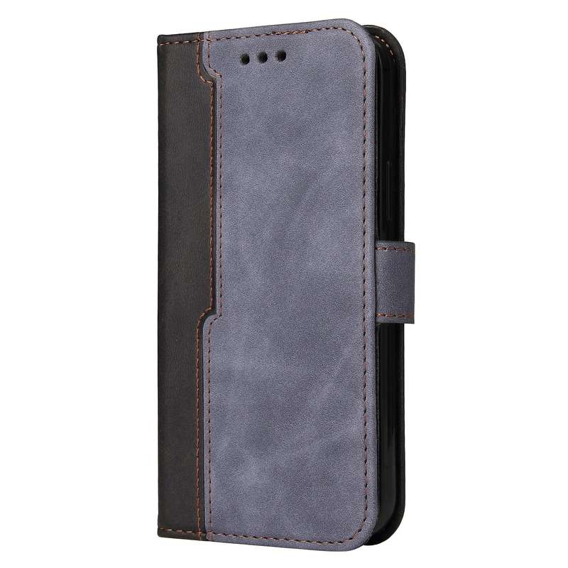 For OPPO Reno7 Z 5G / A96 5G Stitching-Color Flip Leather Phone Case(Grey)