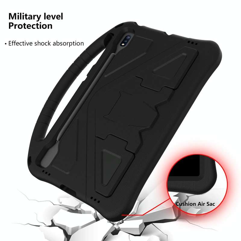 For Samsung Galaxy S7 FE T730 / T736 EVA Flat Anti Falling Protective Case Shell with Holder(Black)