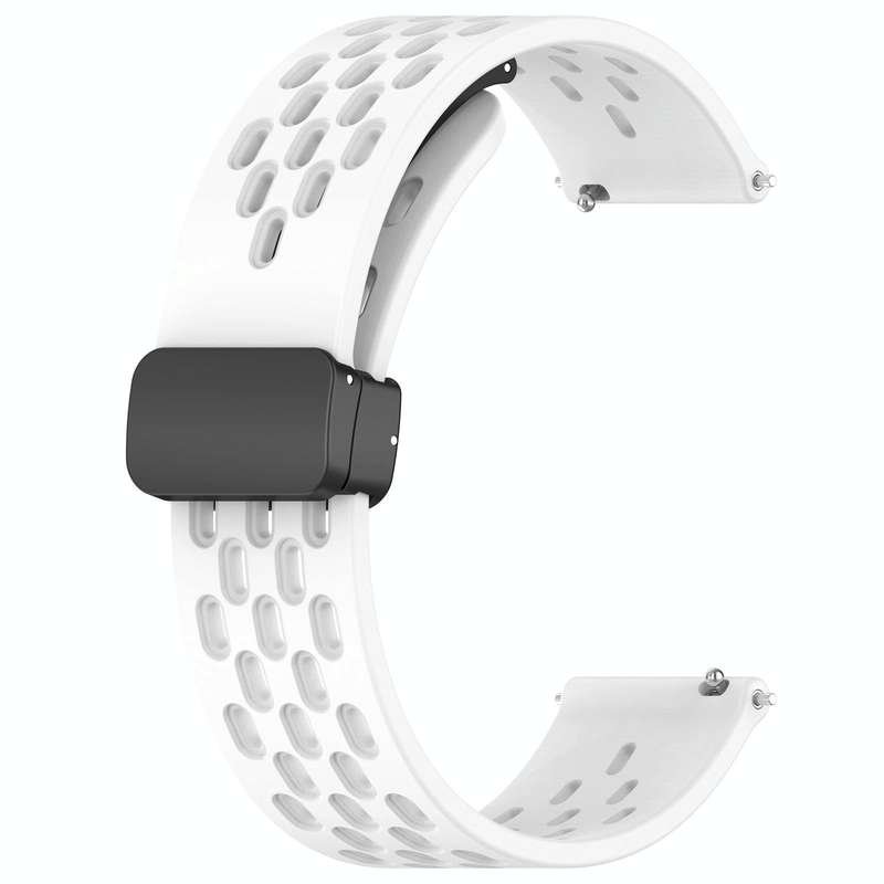 For Garmin Forerunner 245 Music 20mm Folding Magnetic Clasp Silicone Watch Band(White)
