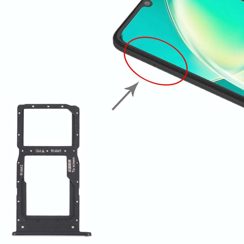 SIM Card Tray + SIM Card Tray / Micro SD Card Tray for Huawei Nova Y60 (Black)