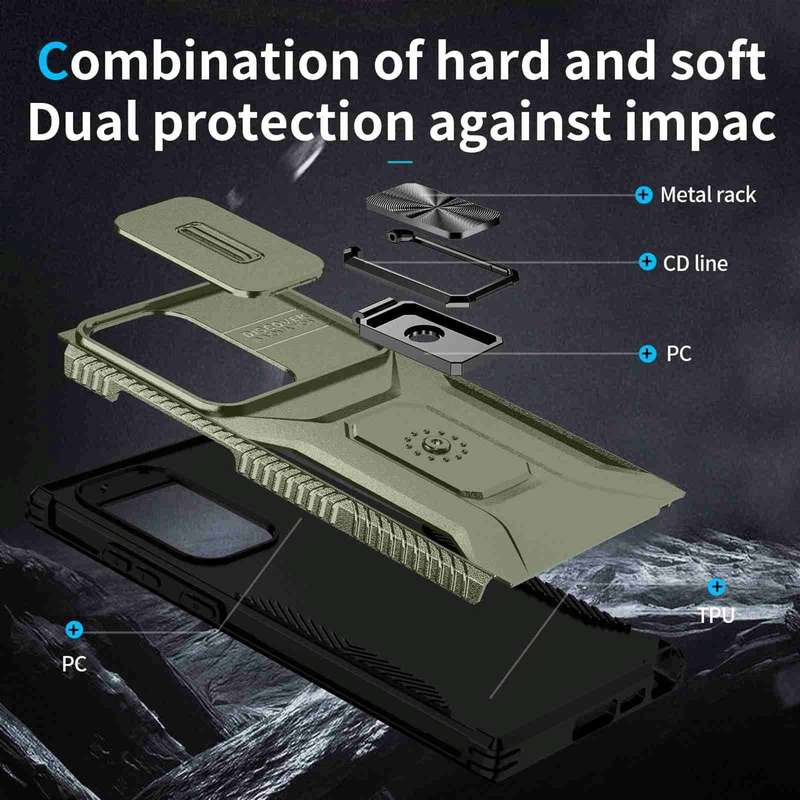 For Samsung Galaxy S23 Ultra 5G Sliding Camshield Holder Phone Case(Alpine Green)