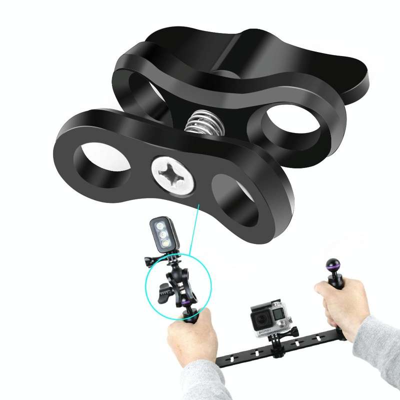 PULUZ Ball Clamp Close Hole Diving Camera Bracket CNC Aluminum Spring Flashlight Clamp for Diving...