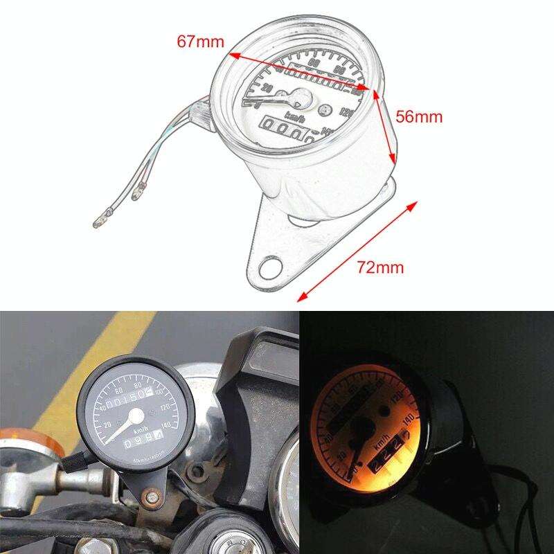 Motorcycle Retro Modified Odometer Speedometer Kilometer (Silver)