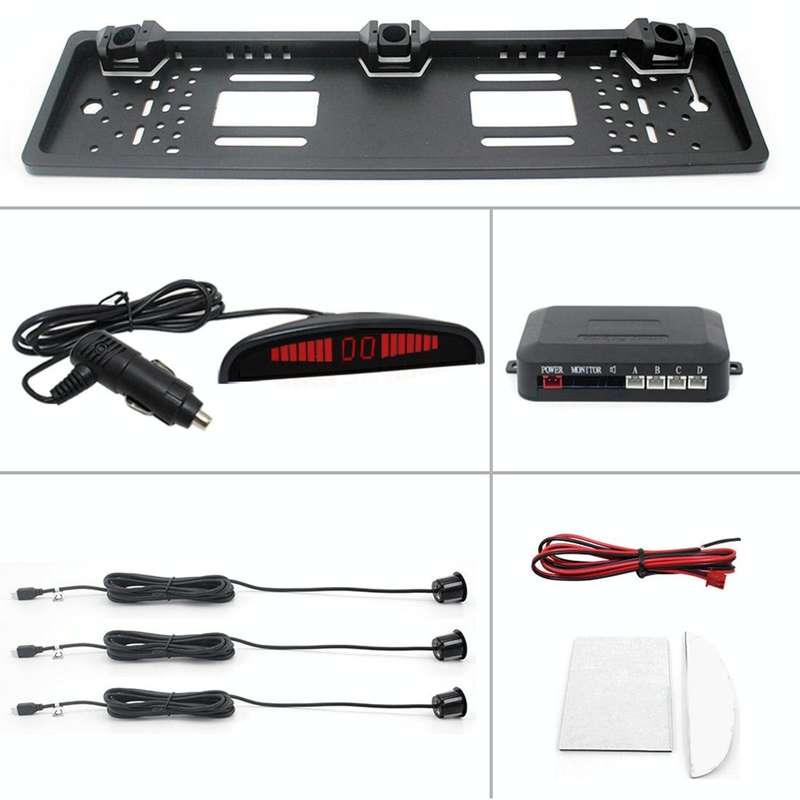 PZ300L-W Wireless Europe Car License Plate Frame Parking Sensors Reversing Radar with 3 Radar Det...
