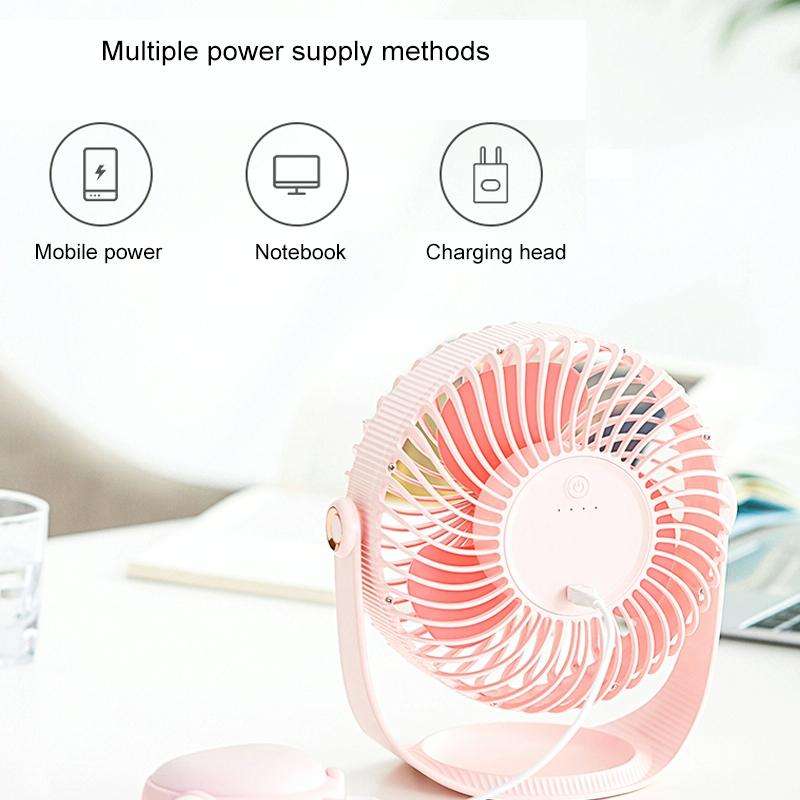 F12 Portable Rotatable USB Charging Stripe Desktop Fan with 3 Speed Control (Pink)