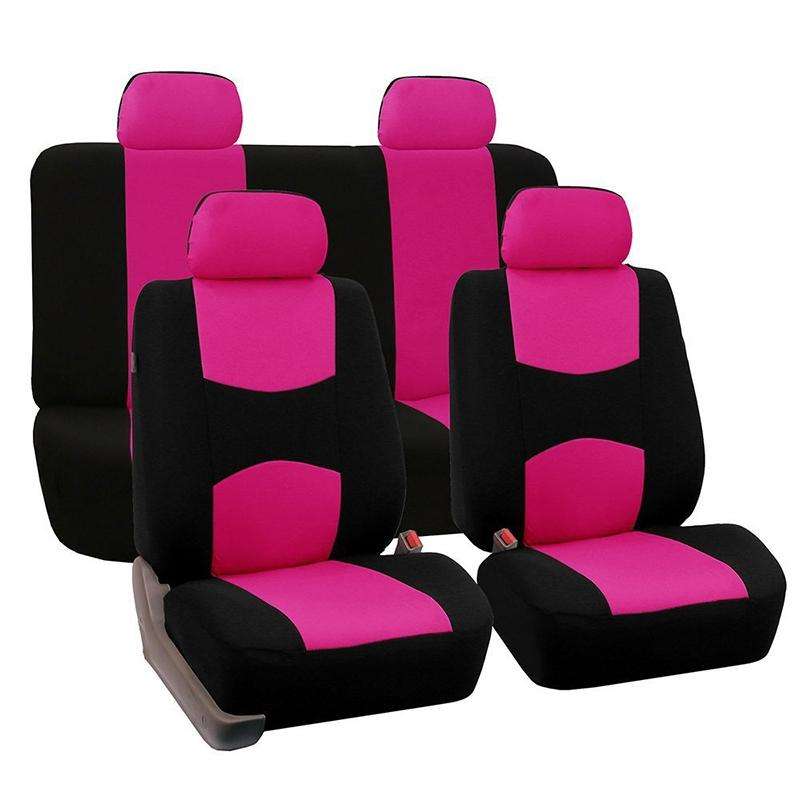 9 in 1 Universal Four Seasons Anti-Slippery Cushion Mat Set for 5 Seat Car, Style:Ordinary (Pink)