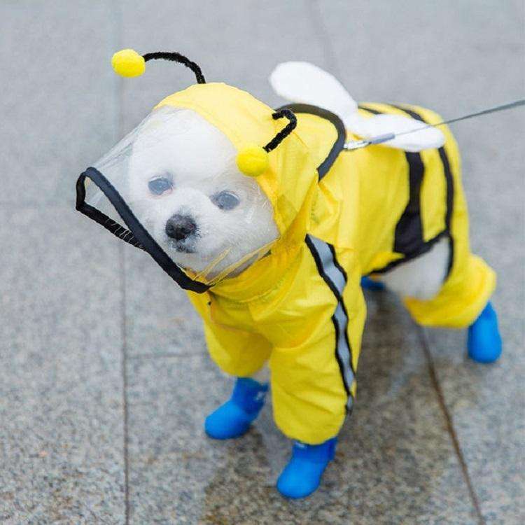 Pet Cartoon Pattern Waterproof All-inclusive Four-leg Raincoat, Size:XL(Yellow Bee)