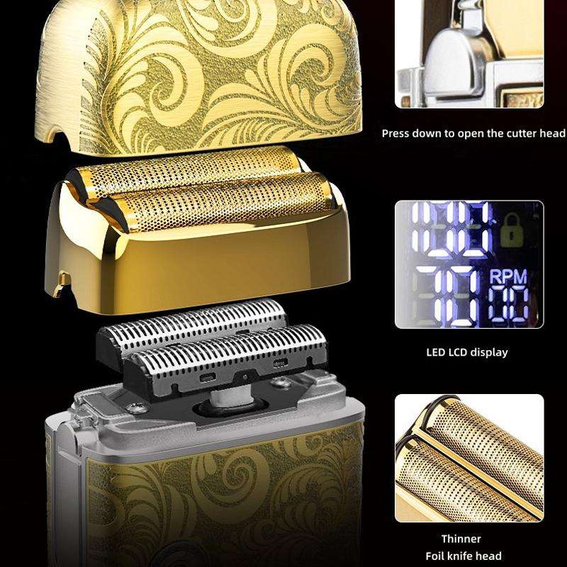 Men Bald Haircut 2 In 1 Electric Hair Clipper Waterproof Set(Gold)
