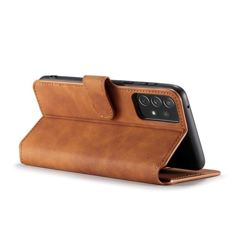 For Samsung Galaxy A73 5G DG.MING Retro Oil Edge Flip Leather Phone Case(Brown)