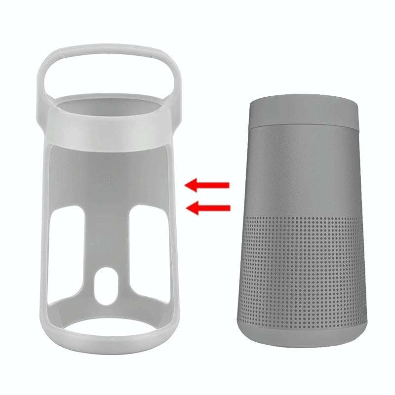 For Bose SoundLink Revolve Bluetooth Speaker Silicone Protective Cover Portable Carrying Bag(Silv...