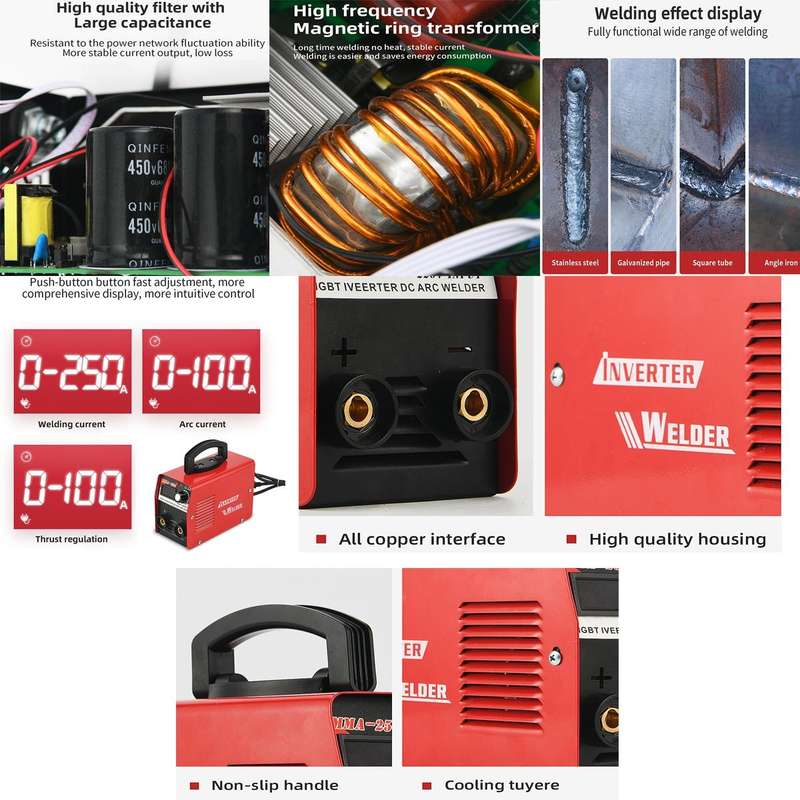 MMA-250 Household Small Intelligent DC Handheld Electric Welder EU Plug