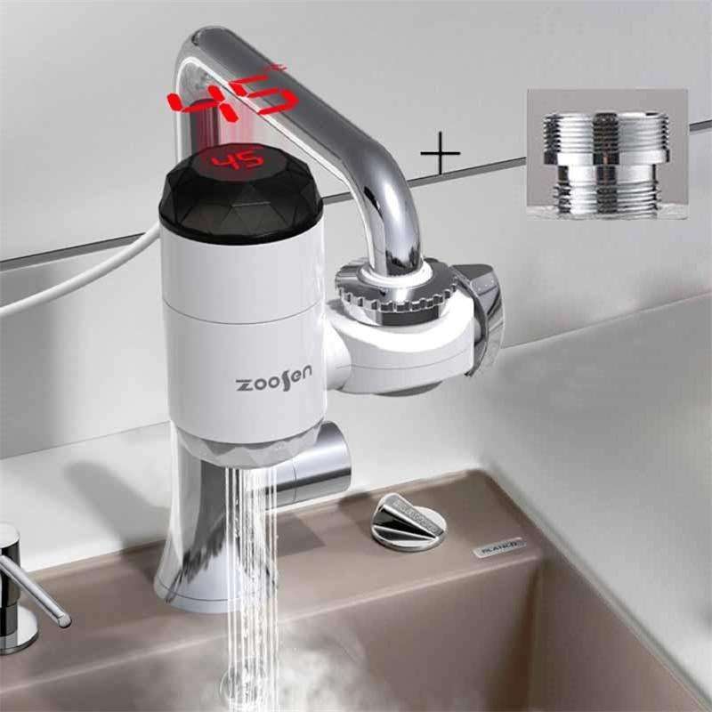 Zoosen Electric Hot Water Faucet Connection Type Instant Hot Water Faucet EU Plug, Style:With sho...