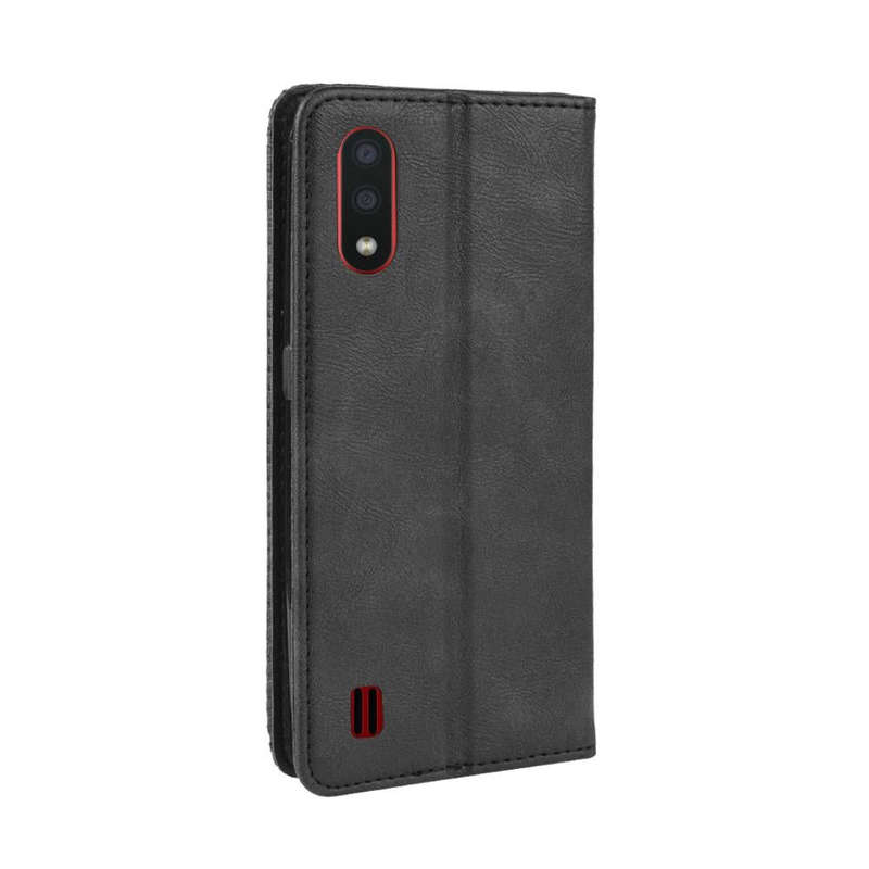 For Galaxy A01 Magnetic Buckle Retro Crazy Horse Texture Horizontal Flip Leather Case with Holder...