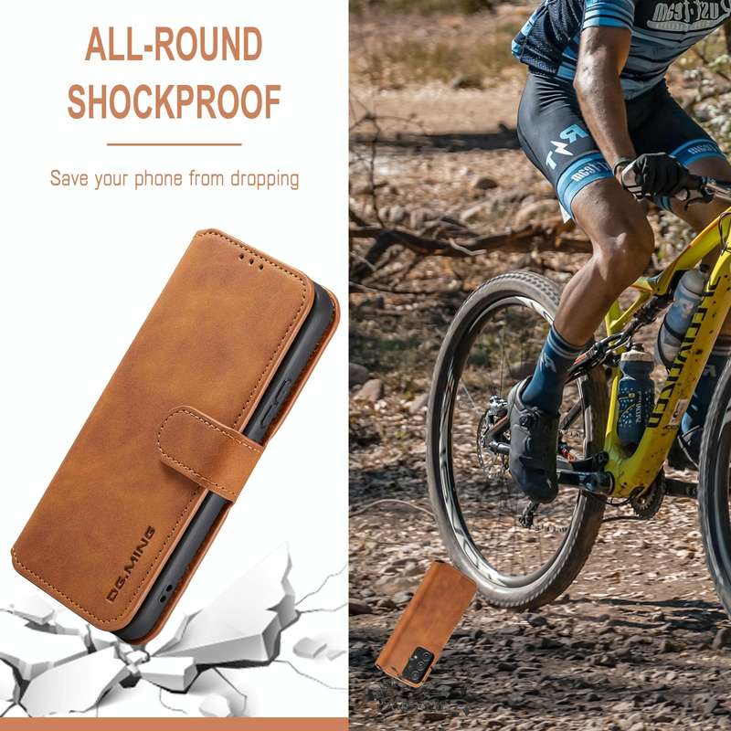 For Samsung Galaxy A53 5G DG.MING Retro Oil Side Horizontal Flip Leather Case with Holder & Card ...