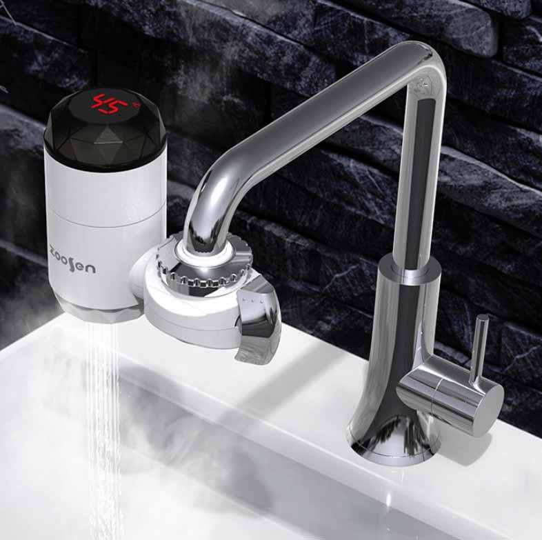 Zoosen Electric Hot Water Faucet Connection Type Instant Hot Water Faucet EU Plug, Style:With sho...