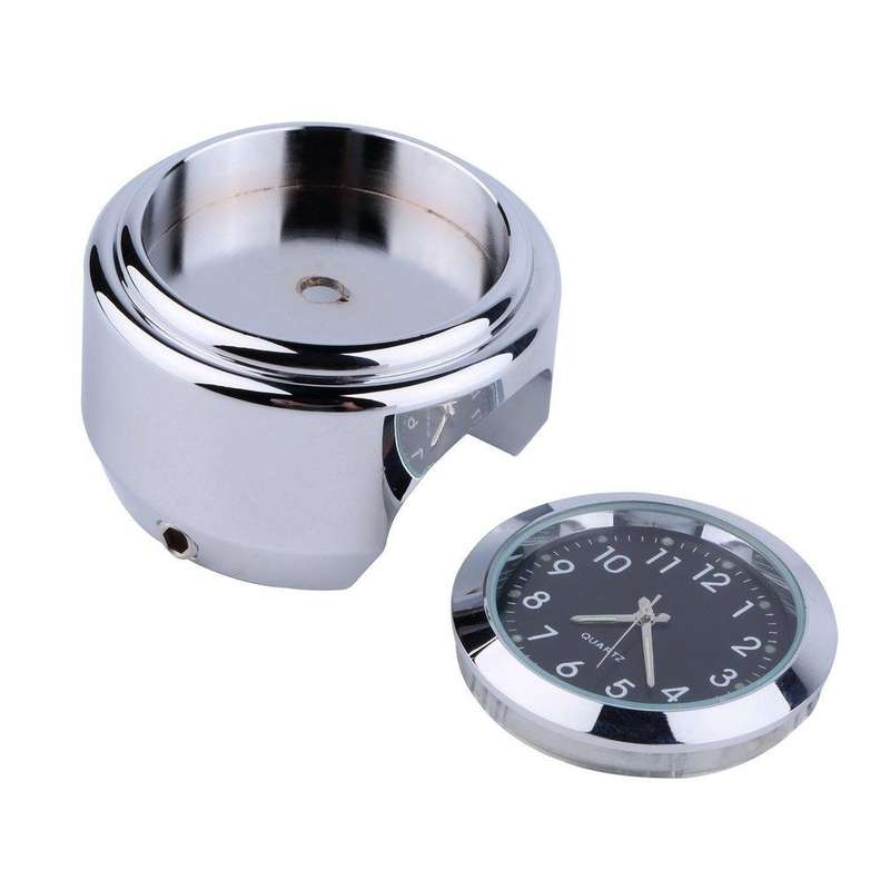 Aluminum Alloy Plating Motorcycle Handlebar Clock(Black Shell Black Background)