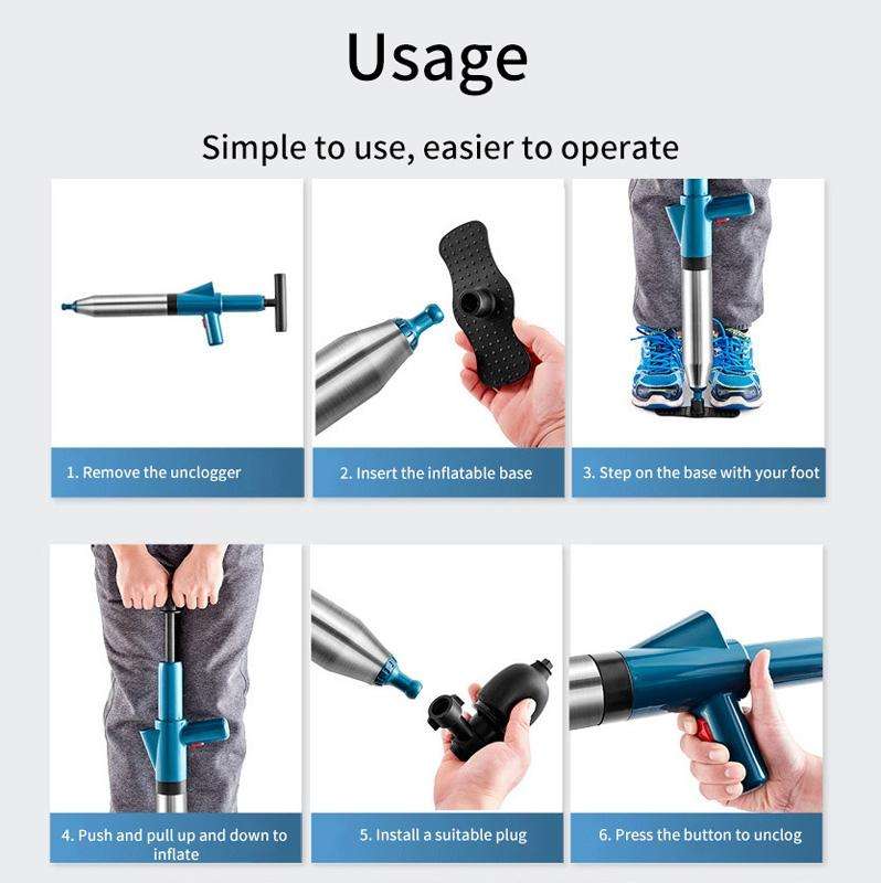 Toilet Pipe Dredger Toilet Sewer Floor Drain Clogged Household High Pressure Pneumatic Tool(White)