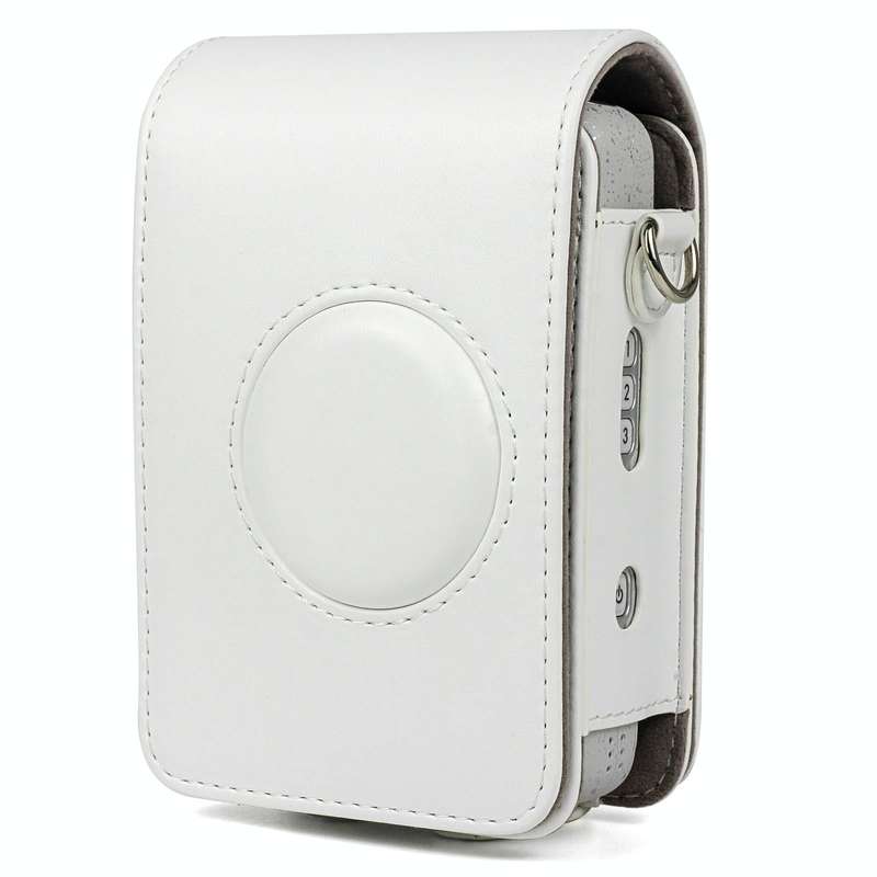 Full Body Camera Retro PU Leather Case Bag with Strap for FUJIFILM instax mini Liplay (White)