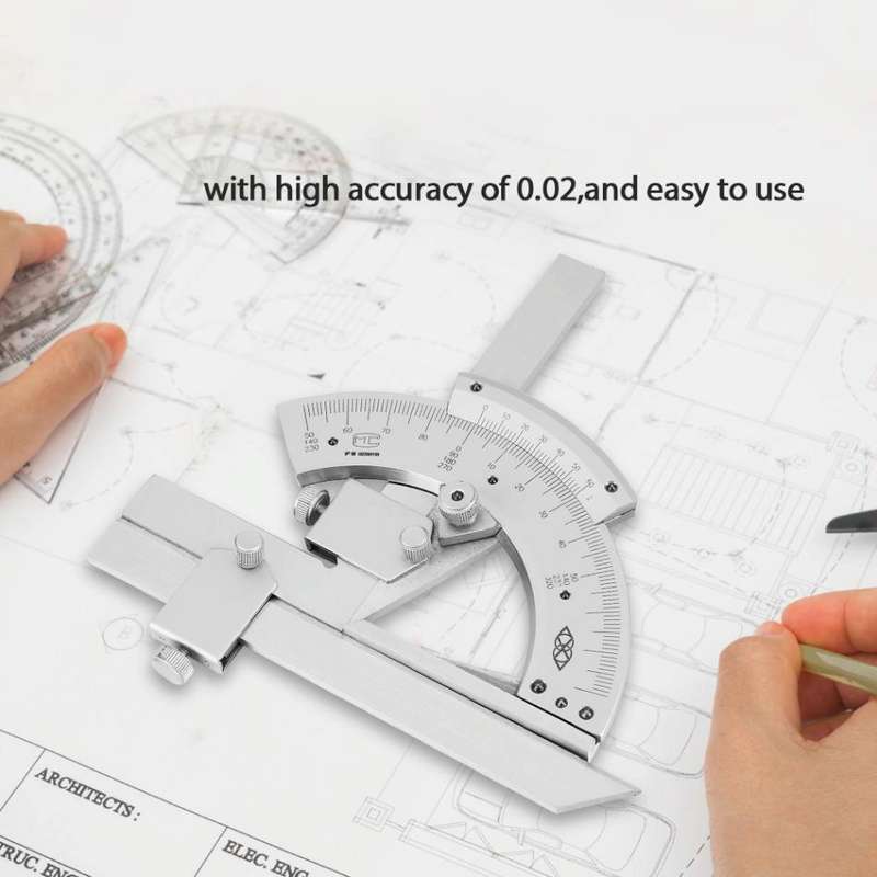 High Carbon Steel Non-parallax Trimmer Protractor Angle Measuring Ruler