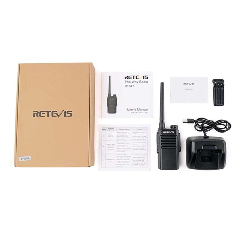 RETEVIS RT47 16CHS IP67 Waterproof FRS Two Way Radio Handheld Walkie Talkie, US Plug(Black)