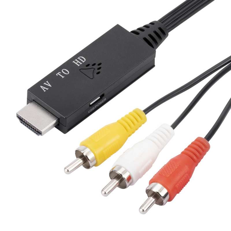 AV to HDMI 1080P HD Converter, Length: 1m(Black)