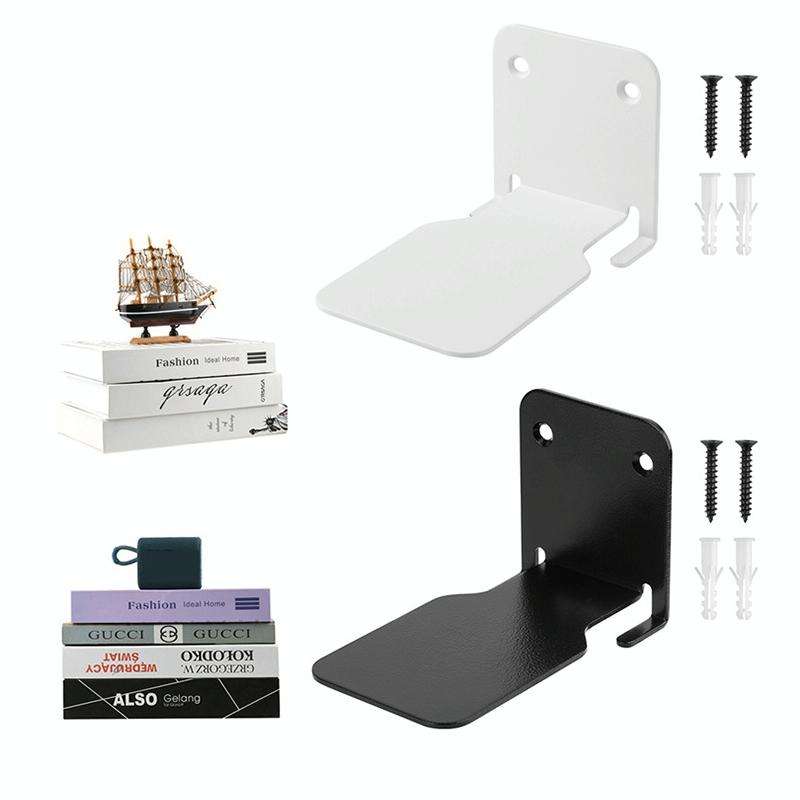 Hidden Stainless Steel Suspended Bookshelf Wall Support Frame Wall Mounted Bracket(Black)