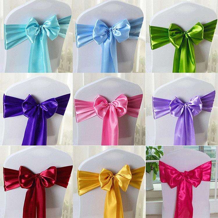 3 PCS Satin Fabric Chair Bows Wedding Chairs Knot Decoration(Fruit Green)