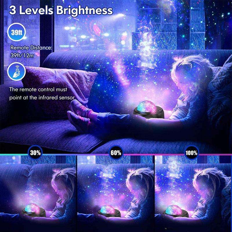 DQ-M3 LED Rotating Starry Sky Light Bluetooth Music Planets Ocean Projector Support TF Card,Style...