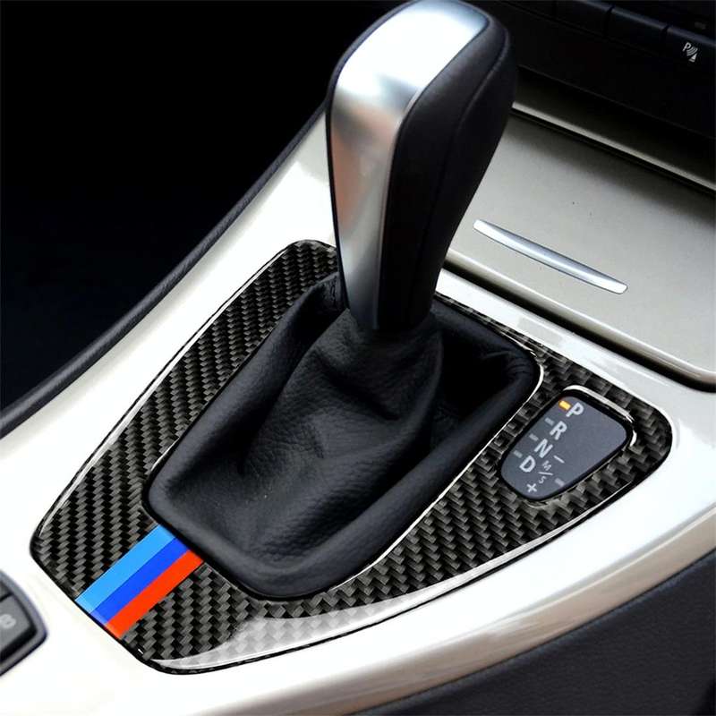 Three Color Carbon Fiber Car Right Driving Gear Panel Decorative Sticker for BMW E90 / E92 2005-2012