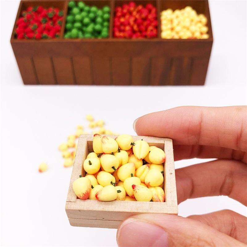 30 PCS / 3 Packs 1:12 Mini Doll House Simulation Peach Kitchen Food Play Accessories Miniature Fr...