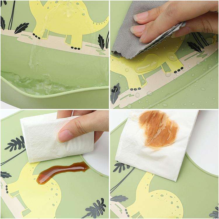 Waterproof Baby Silicone Bibs Kids Feeding Bandana (Green)