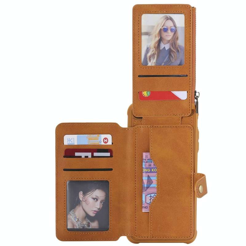 For iPhone 7 Plus / 8 Plus Zipper Shockproof Protective Case with Card Slots & Bracket & Photo Ho...