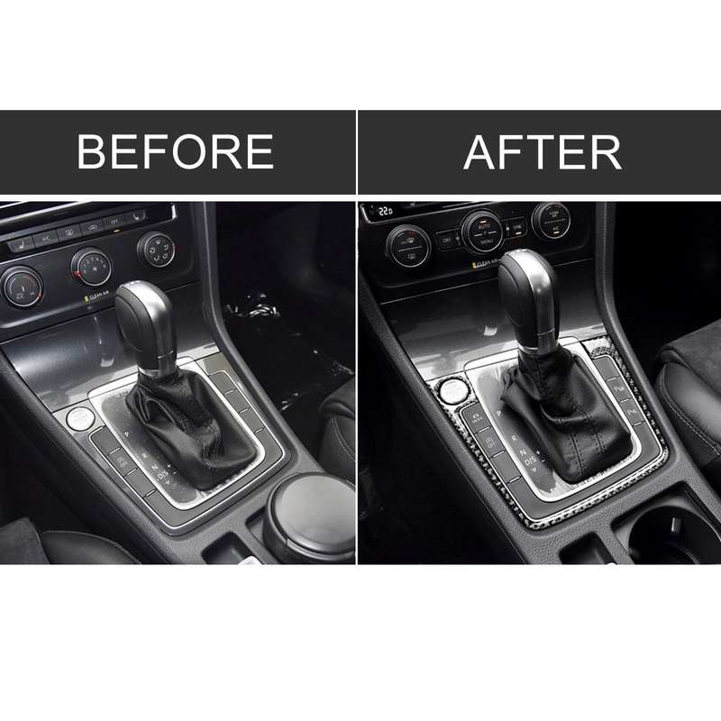 Car Carbon Fiber Gear Position Panel Frame Decorative Sticker for Volkswagen Golf 7 2013-2017, wi...