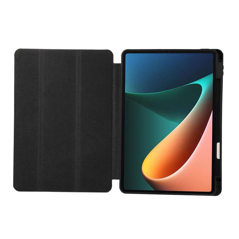 For Xiaomi Pad 5 Solid Color 3-folding Leather Tablet Case(Dark Green)