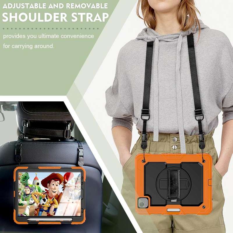 For iPad Air 2022 / 2020 10.9 Shockproof Black Silica Gel + Colorful PC Protective Case(Orange)