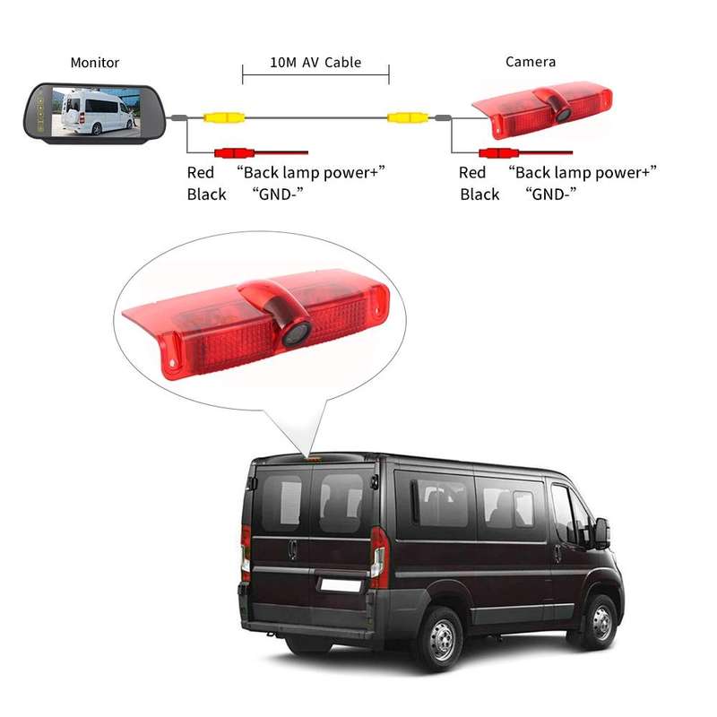 PZ478 Car Waterproof 170 Degree Brake Light View Camera + 7 inch Rearview Monitor for Chevrolet E...