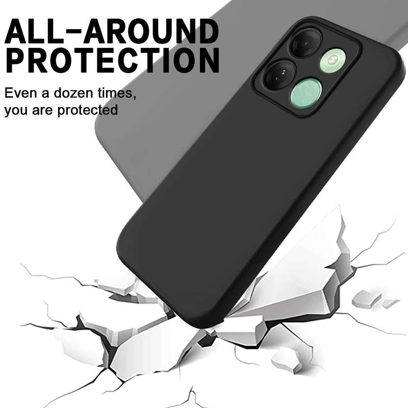 For itel A05s Pure Color Liquid Silicone Shockproof Phone Case(Black)