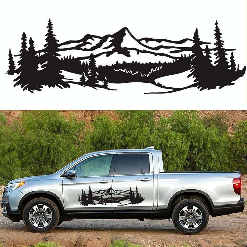 2 PCS/Set D-957 Mountains Pattern Car Modified Decorative Sticker(Black)